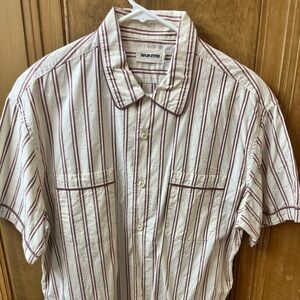 Taylor Stitch Tulum Shirt - Cranberry Stripe - XL/44